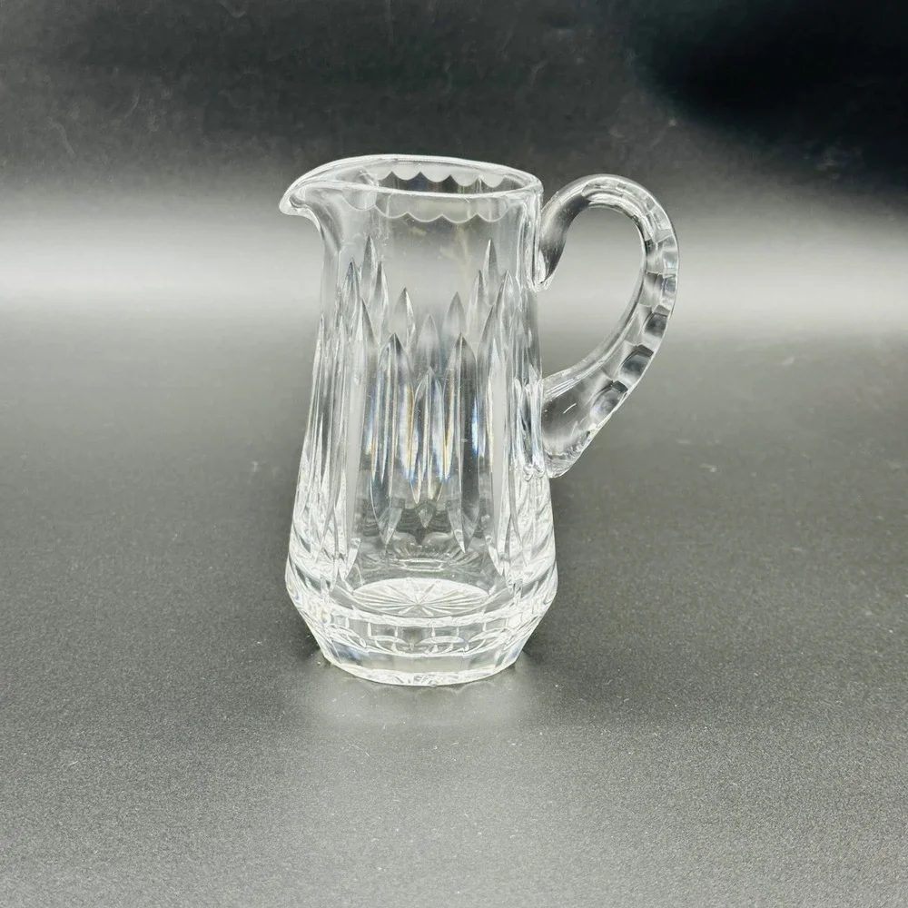 Lead Crystal Creamer Water or Bar Pitcher Diamond Cut Glass 5.5